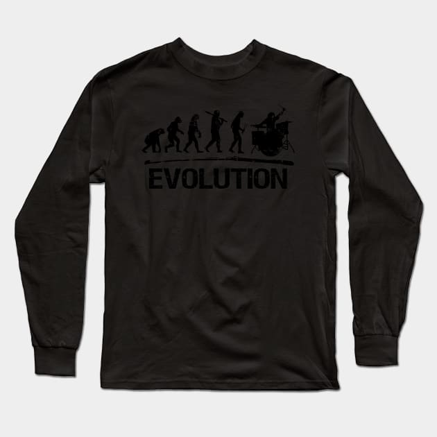 Gist Evolution Of The Drummer Print Drumming Present Print Long Sleeve T-Shirt by Linco